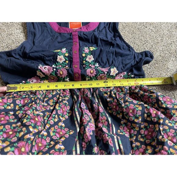 ModCloth A Conversation Masterpiece Dress Navy Embroidered Floral Fit & Flare XL - Picture 6 of 6